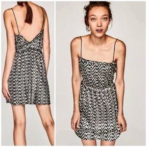 ZARA Metallic Checkered Print Ruffle Dress